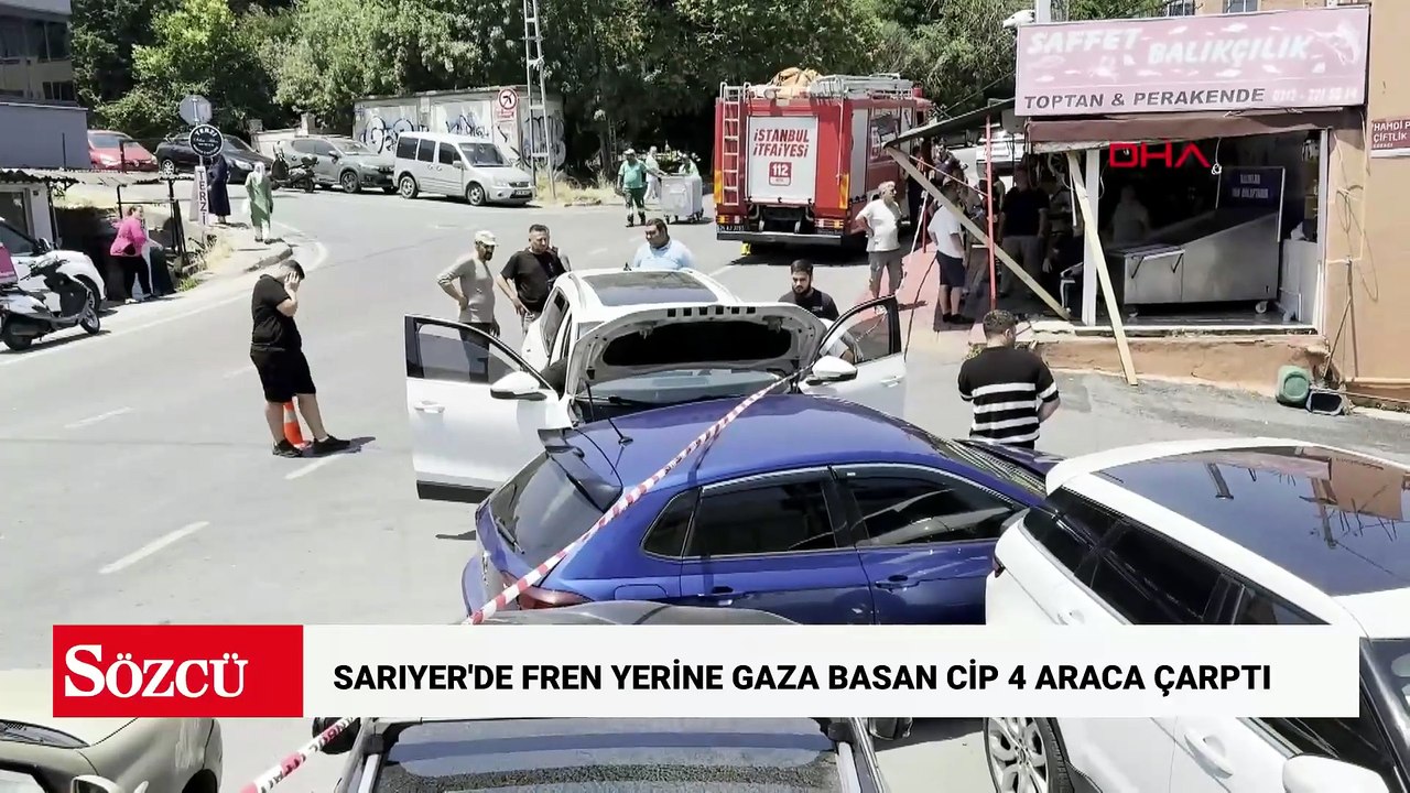 Sarıyer’de fren yerine gaza basan cip sürücüsü 4 araca çarptı; kaza kamerada