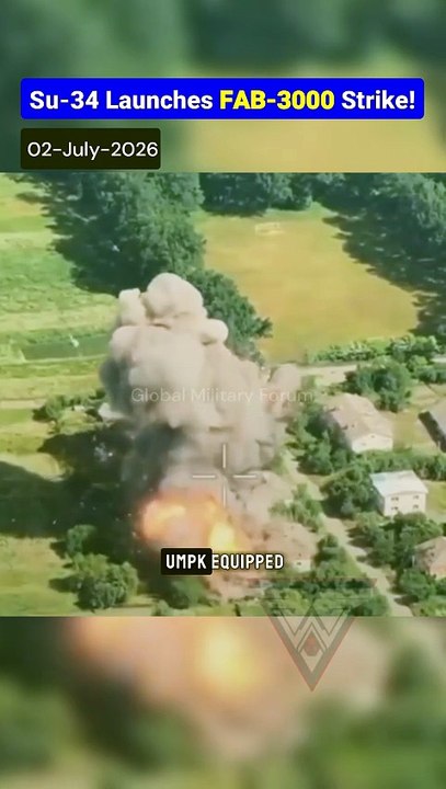 Su-34 Drops FAB-3000 Bomb On Ukrainian Site