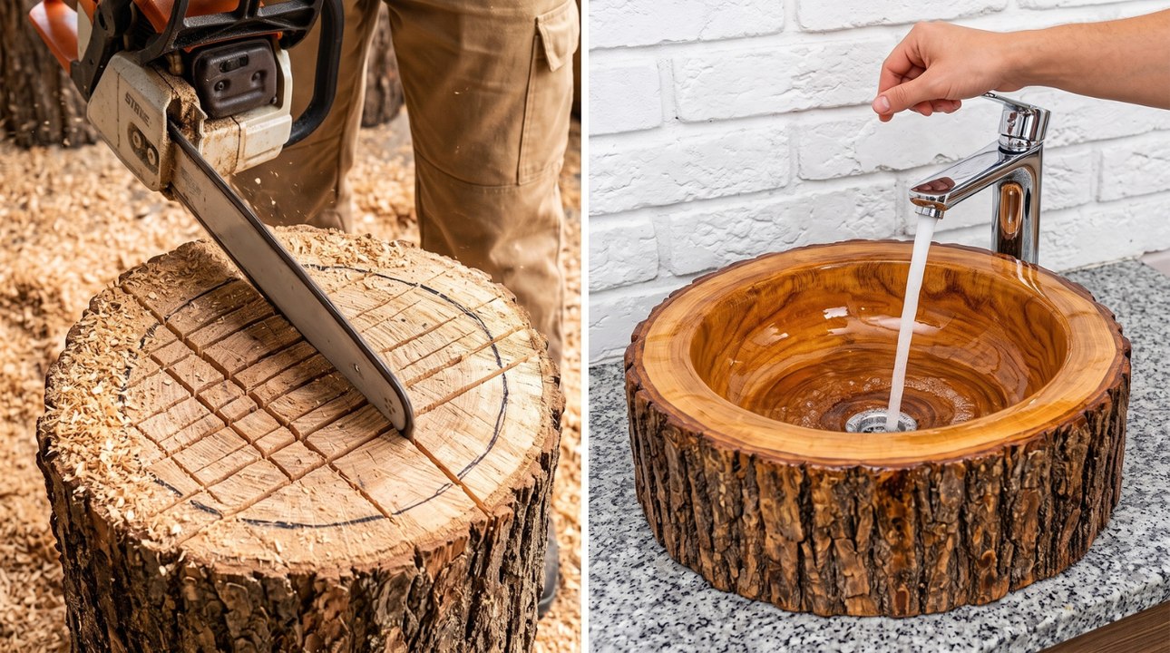 Creative Wooden Bathroom Fixtures: DIY Sink & Toilet Makeover