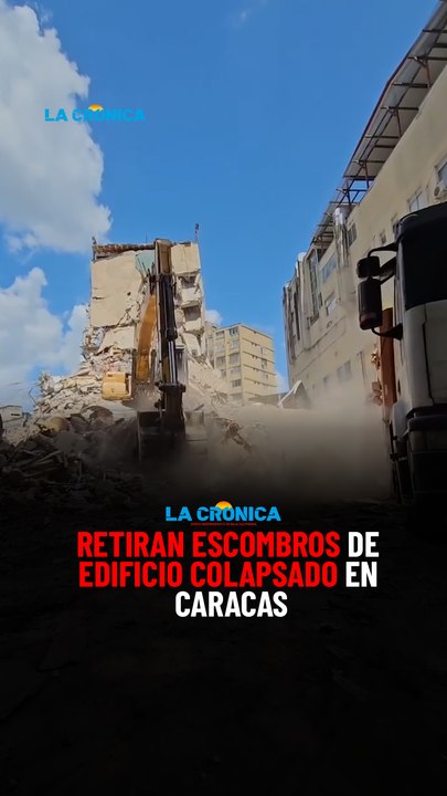 Retiran escombros de edificio colapsado en Caracas