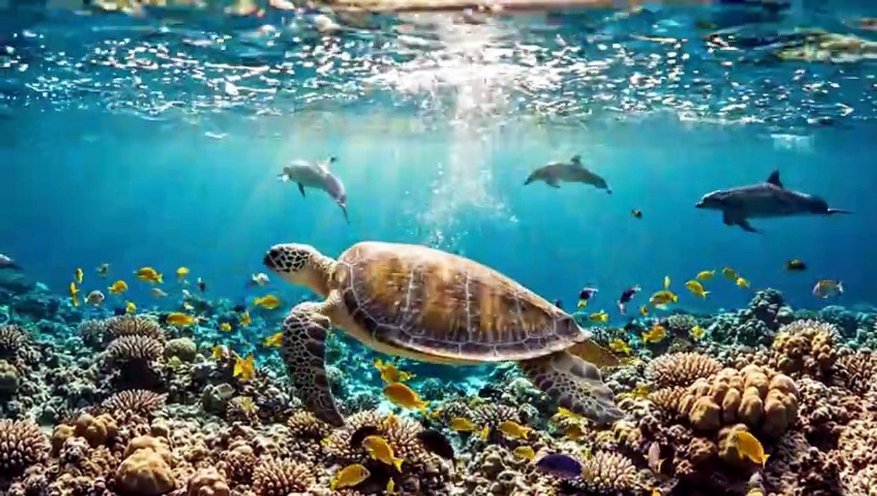 Peaceful Ocean Paradise  Dolphins, Sea Turtles & Relaxing Underwater Sounds
