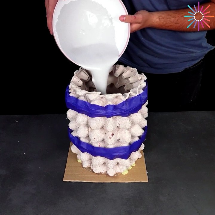 Making a flower pot out of egg tray is a genius idea!