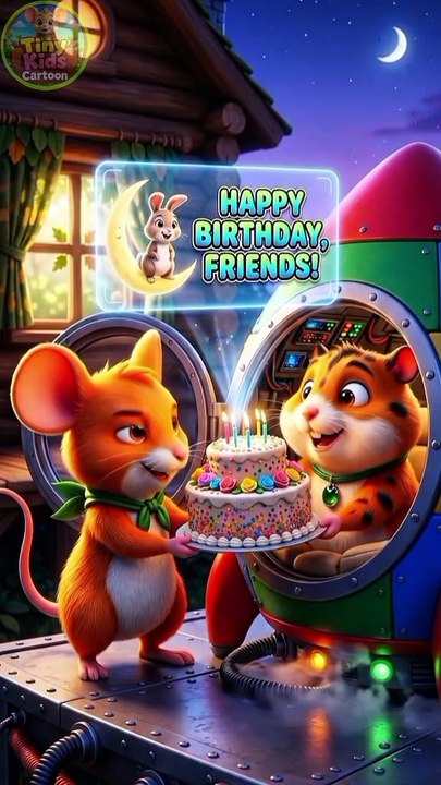 🚀 Mouse & Hamster Space Delivery Mission | Moon Birthday Cake Adventure 🌙🐰 | Kids Cartoon Story