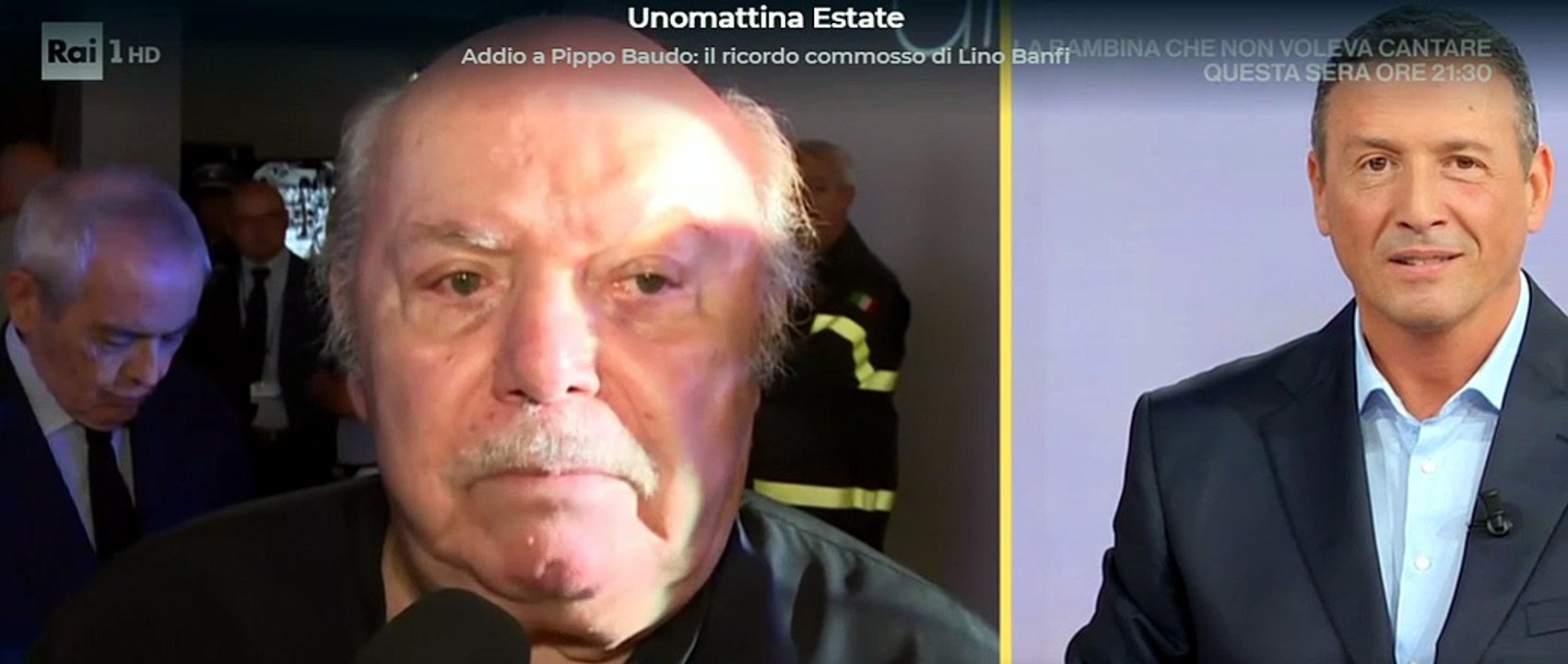 Lino Banfi al Teatro della Vittorie per l'ultimo saluto a Pippo Baudo