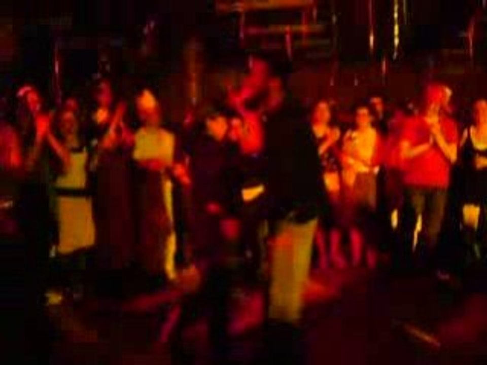 Eric and Ashley dancing at the Purim party for Rothberg