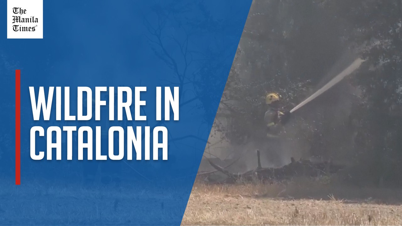 Aerial footage shows huge plume of smoke from wildfire in Spain's Catalonia
