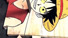 ASMR Cutting a Luffy Drawing on Wood | Satisfying Wood Cutting Sounds