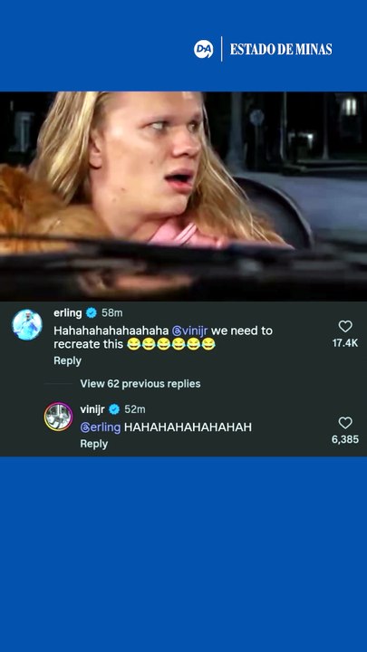Haaland chama Vini Jr. para recriar meme antes de Brasil x Noruega na Copa