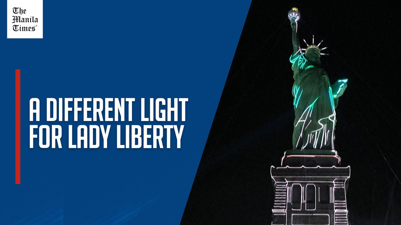 The Statue of Liberty lit up to celebrate the French-American alliance on US anniversary