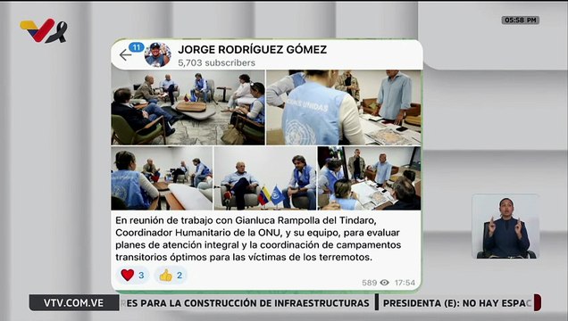 Venezuela y la ONU evalúan planes de atención integral y la coordinación de campamentos transitorios