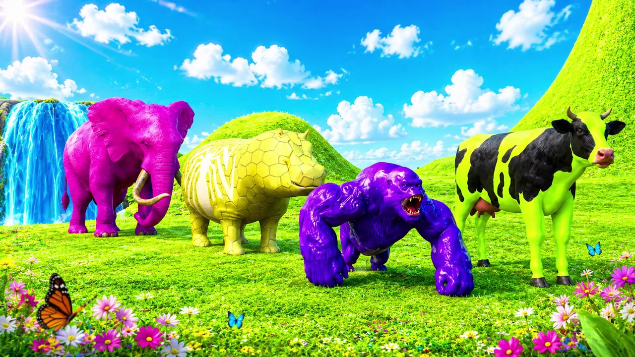 Teaser Long Slide Game With Cow Elephant Gorilla Hippopotamus 3d Animal Game Funny 3d Animals thumnail