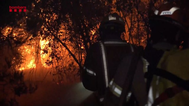 Unos 500 efectivos han trabajado toda la noche en el incendio de La Bisbal d'Empordà (Girona)