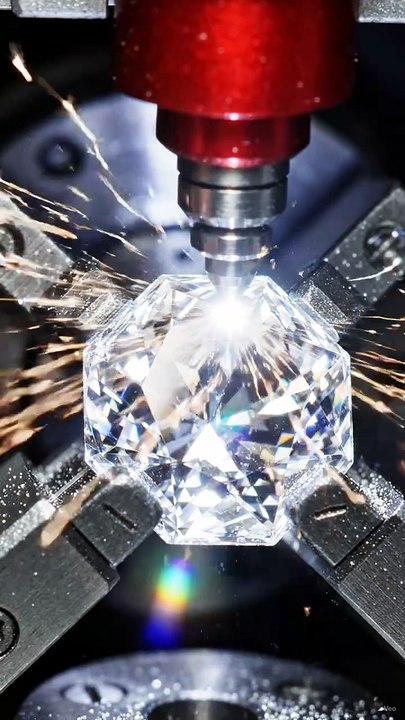 Diamonds Rotating Under Laser Cutting | Mesmerizing Precision ASMR 💎✨