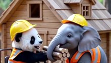 🐘🦁 Mini Animals Built a Beautiful Wooden House! 🏡❤️#shorts #miniature #mini