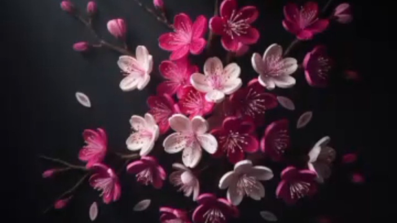 5 Min Cherry Blossom Paper Quilling | 4K UHD AMOLED Black Screen Relaxing Wallpaper