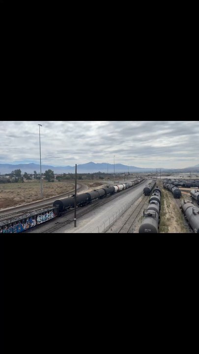 UP 5815 Leads Westbound Intermodal Stack Train Rolling Through West Colton Yard.