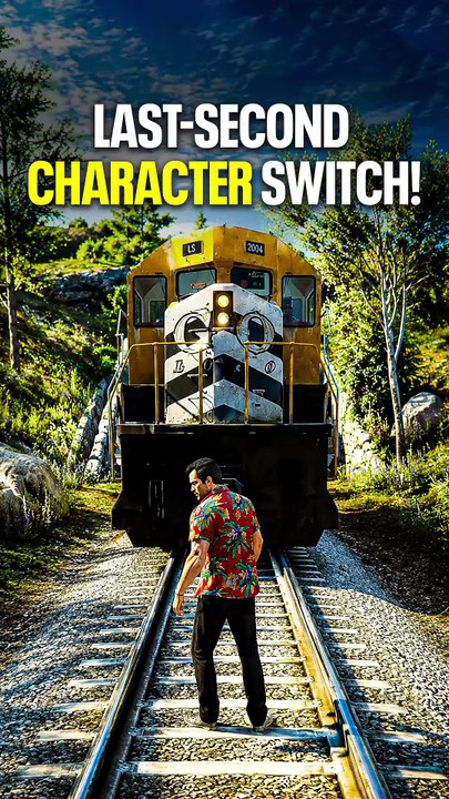 Train Hit Him... He Survived! #gamestyphoon #gta5 #gtav #shorts #Michael #Train #GTA5Myth