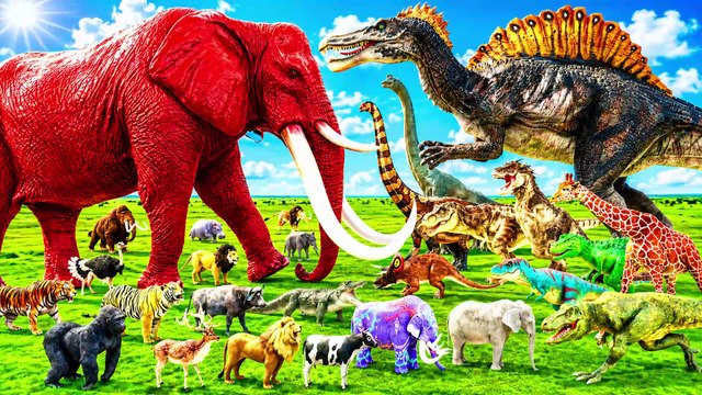 Mammoth Elephant Vs Red Bull Vs Epic Lion Tiger Vs T-Rex Epic Clash Animal Revolt Battle simulator thumnail
