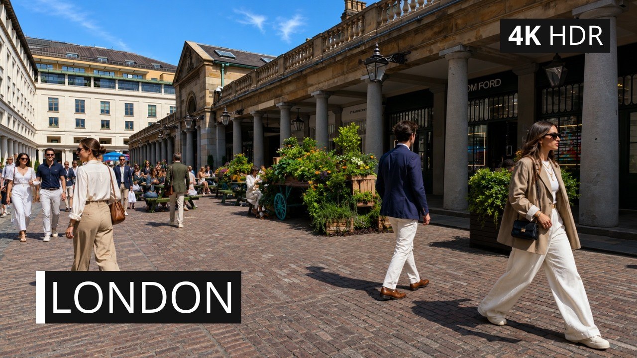 [4k] A Lively Crowded Walking Tour of London | What the People in London do in Summer's peak