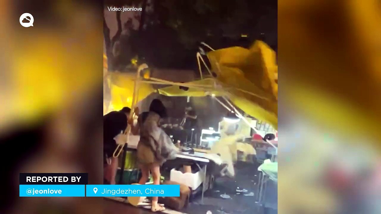 Strong winds in China: Storm causes damage in J...