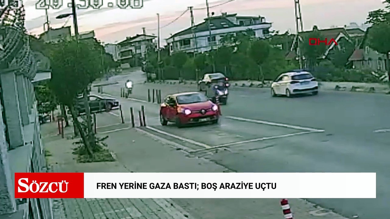 Fren yerine gaza basınca; boş araziye uçtu