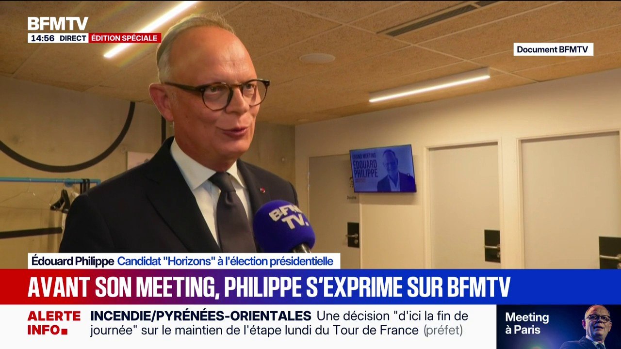 Édouard Philippe, candidat à la présidentielle 2027, s'est exprimé au micro de BFM avant le début de son meeting