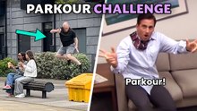 Tiny Tim Does Parkour In Public Prank