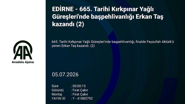 665. Tarihi Kırkpınar Yağlı Güreşleri'nde başpehlivanlığı Erkan Taş kazandı | Ajansspor | AA
