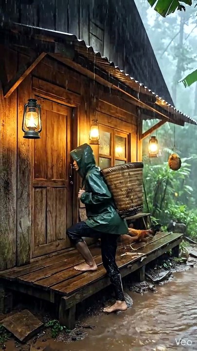 Tropical Rain Cabin 🌧️ | A Simple and Peaceful Place