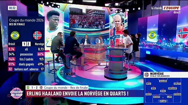 Après son doublé contre le Brésil en 8e de finale, Erling Haaland rejoint Kylian Mbappé et Lionel Messi en haut du classement des buteurs de la Coupe du monde 2026 - Coupe du monde 2026