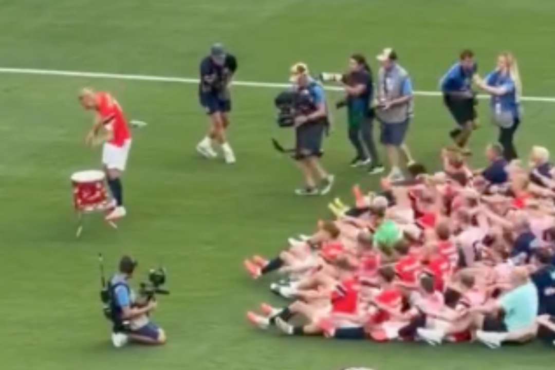 Erling Haaland finally leads Norway's iconic Viking row after historic win over Brazil