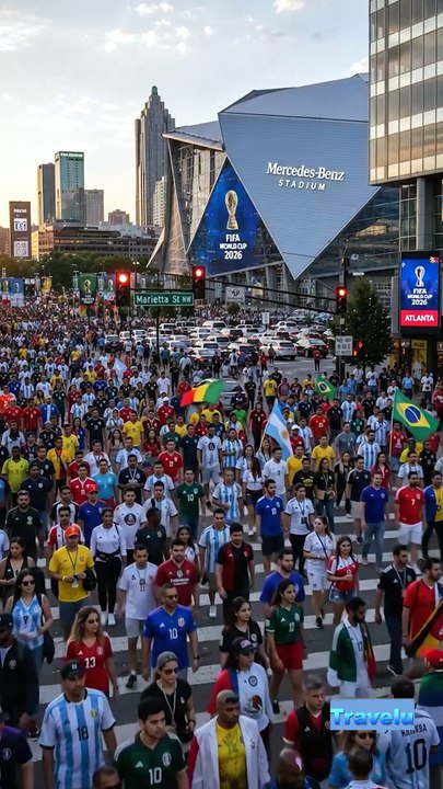 Massive FIFA World Cup Crowd in Atlanta 🇺🇸 Fans Walking to Mercedes-Benz Stadium