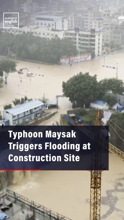 Typhoon Maysak Triggers Flooding at Construction Site