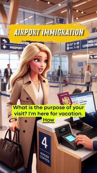 DIFFICULT AIRPORT IMMIGRATION 🛂 Easy English Conversation #shorts