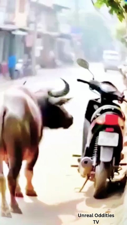Buffalo Rides a Motorcycle Like a Pro! 🐃🏍️ Fu...