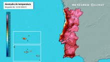 Anomalia da temperatura evidencia o enfraquecimento gradual da onda de calor em Portugal