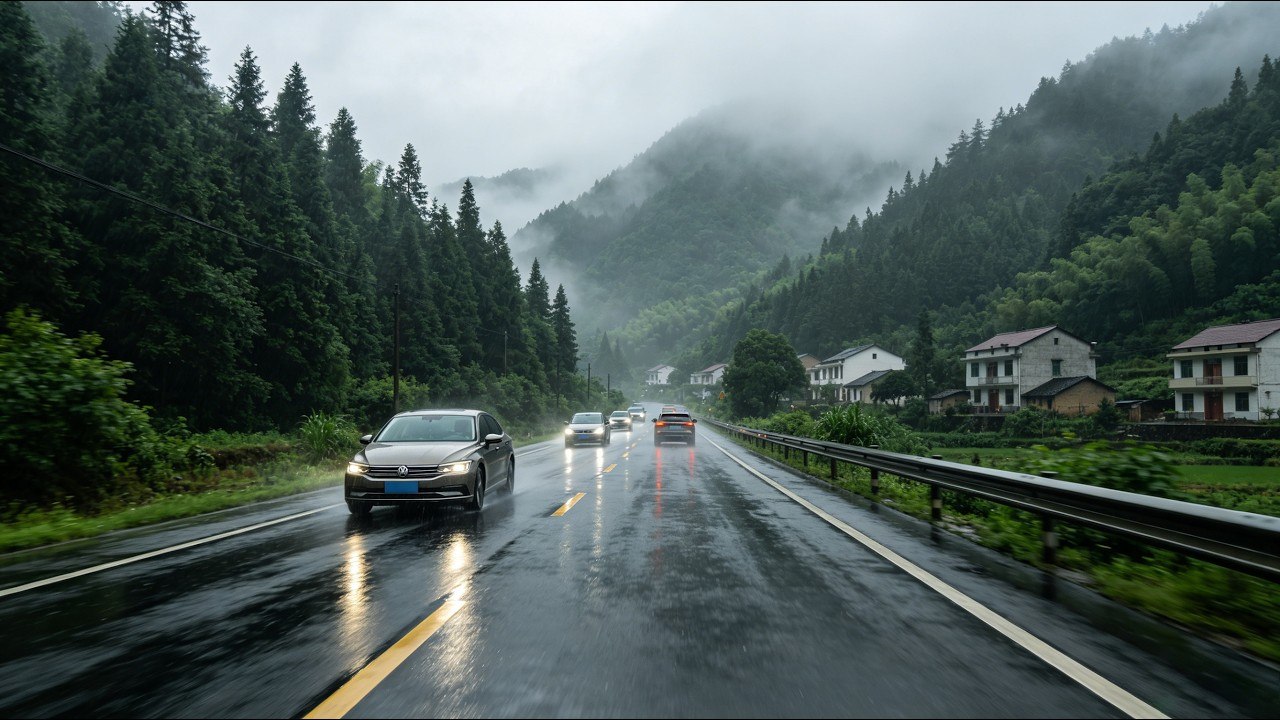 Driving through misty rainy mountains in western Hubei, China | 4K HDR Relaxing Road Trip