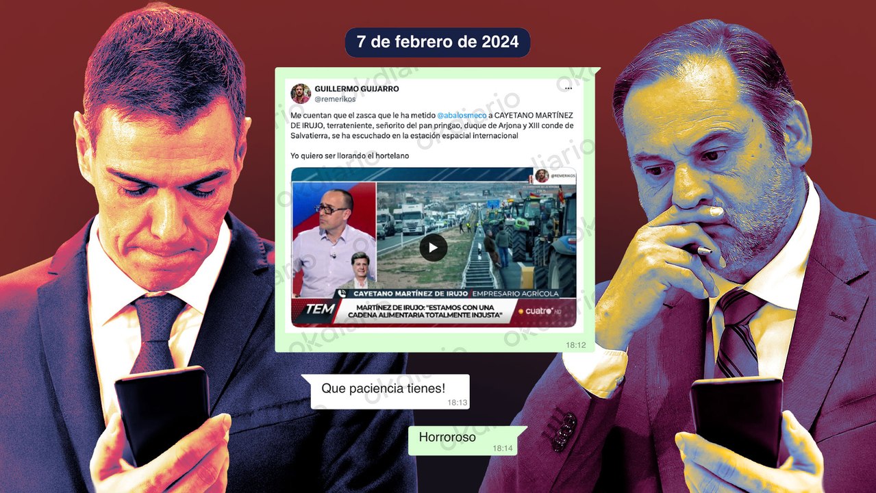 El chat de Sánchez al "desconocido" Ábalos 3 años después de su destitución mientras participaba en una tertulia televisiva: "¡Qué paciencia tienes!"