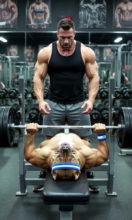 Muscular Dog Bench Press 😂💪 | Funny AI Gym Short