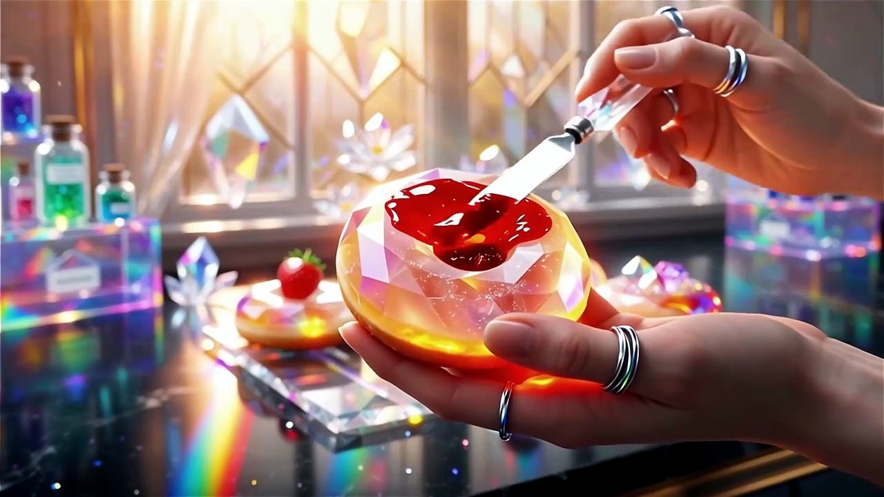 Cozy Crystal Fantasy Donut Cooking 🍩💎 | Magical Crystal Food ASMR | Satisfying Fantasy Kitchen