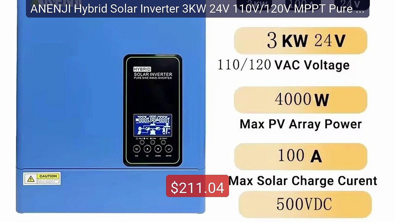 ANENJI Hybrid Solar Inverter 3KW 24V 110V/120V MPPT Pure Sine ... -- Best Buy 2026 | Great Quality!
