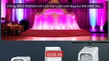 U'King 4PCS RGBWA+UV LED Par Light with Bag 6x18W DMX Stage... -- Top Pick 2026 | Unbeatable Price!