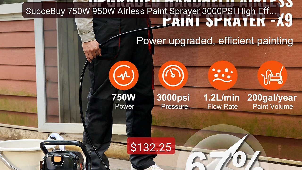 SucceBuy 750W 950W Airless Paint Sprayer 3000PSI High Efficien... -- Best Buy 2026 | Great Quality!