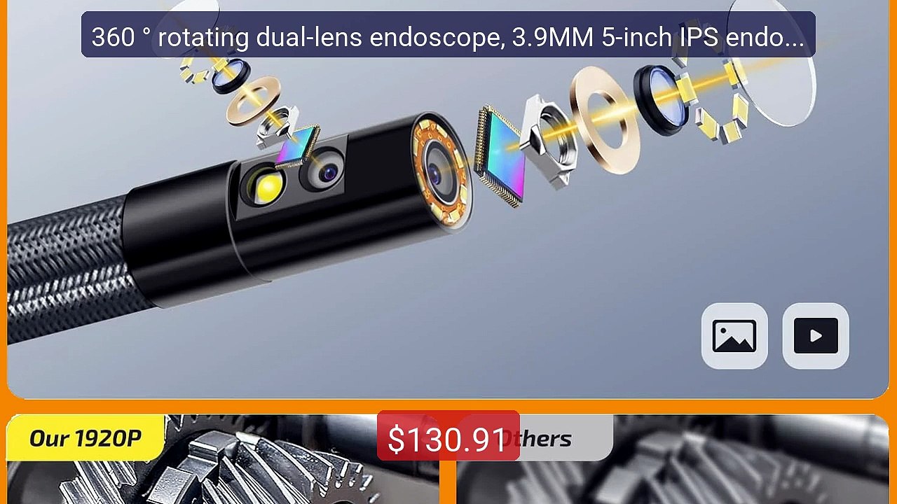 360 ° rotating dual-lens endoscope, 3.9MM 5-inch IPS endosc... -- Top Pick 2026 | Unbeatable Price!