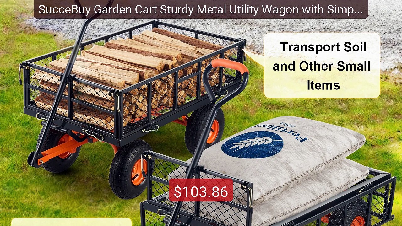 SucceBuy Garden Cart Sturdy Metal Utility Wagon with Simple As... -- Best Buy 2026 | Great Quality!