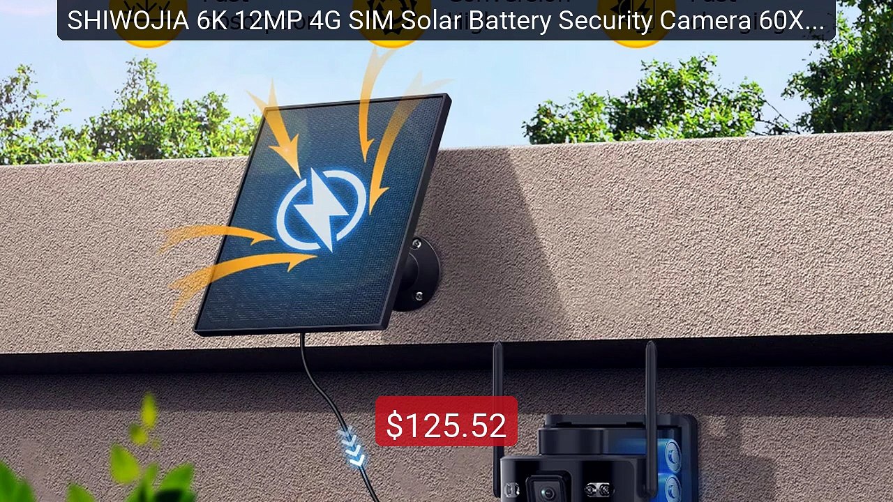 SHIWOJIA 6K 12MP 4G SIM Solar Battery Security Camera 60X Z... -- Top Pick 2026 | Unbeatable Price!