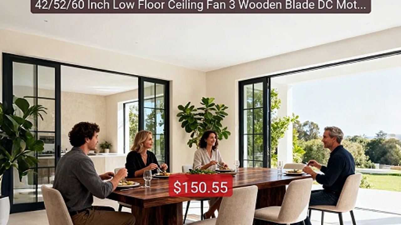 42/52/60 Inch Low Floor Ceiling Fan 3 Wooden Blade DC Motor Electri... -- Top Rated 2026 | Buy Now!
