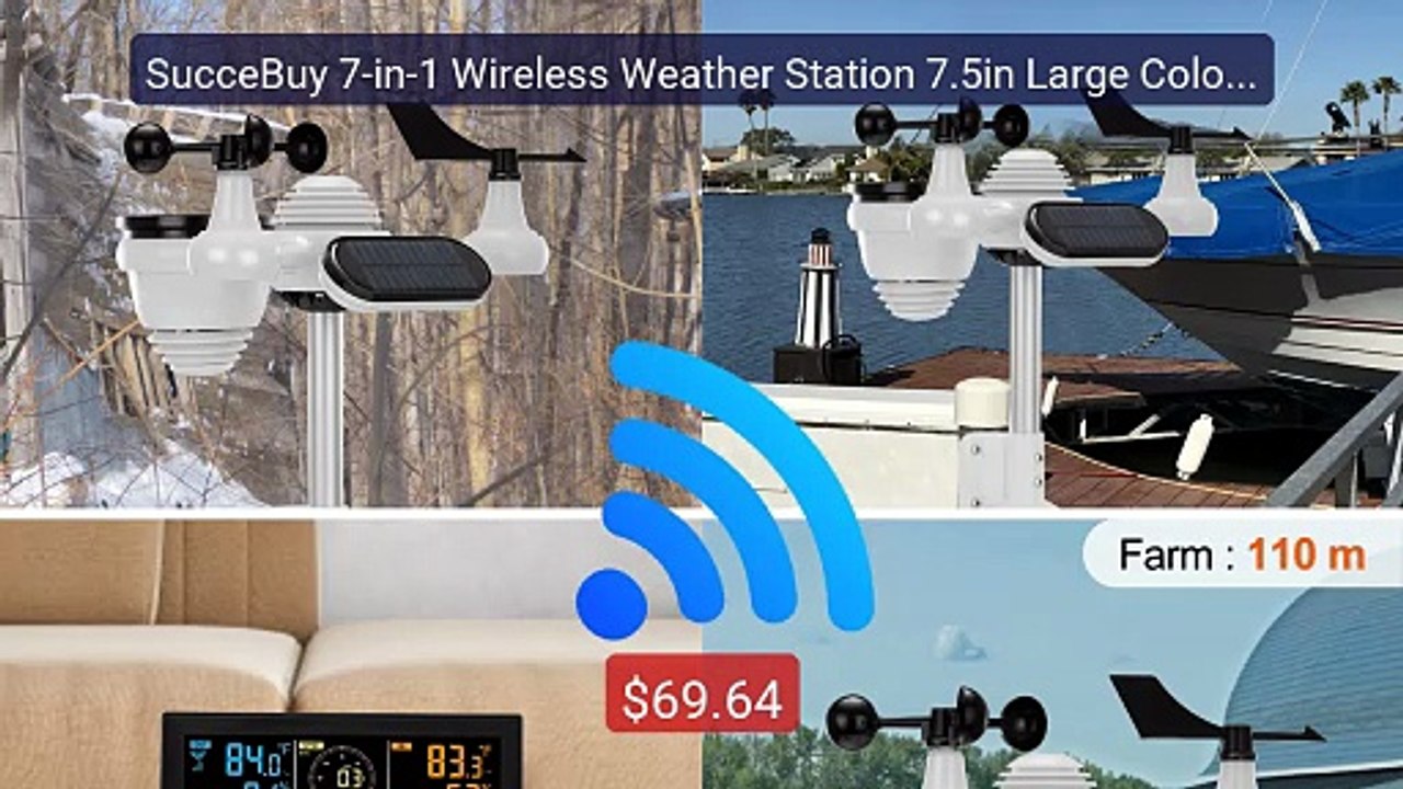 SucceBuy 7-in-1 Wireless Weather Station 7.5in Large Color Di... -- Amazing Value 2026 | Must Have!