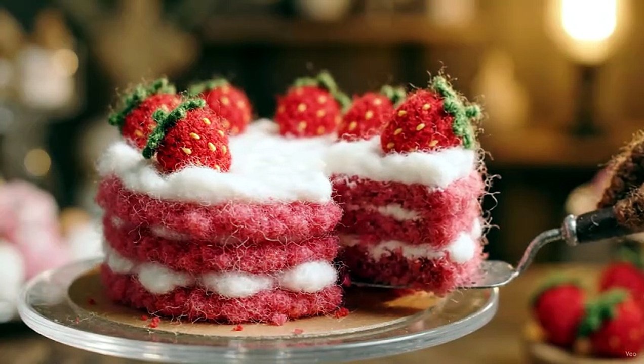 🍓 Crochet Strawberry Cake