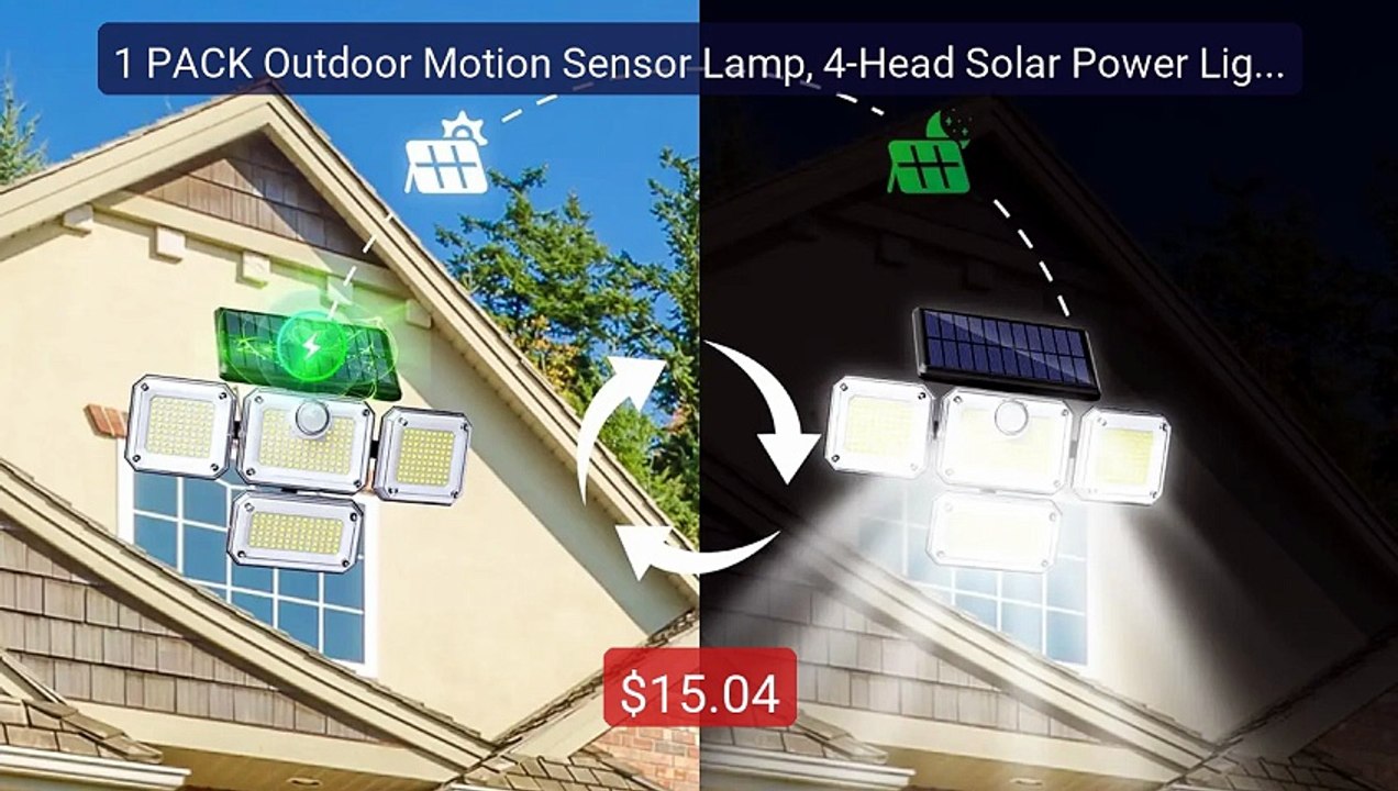 1 PACK Outdoor Motion Sensor Lamp, 4-Head Solar Power Light, 1... -- Hot Deal 2026 | Limited Offer!